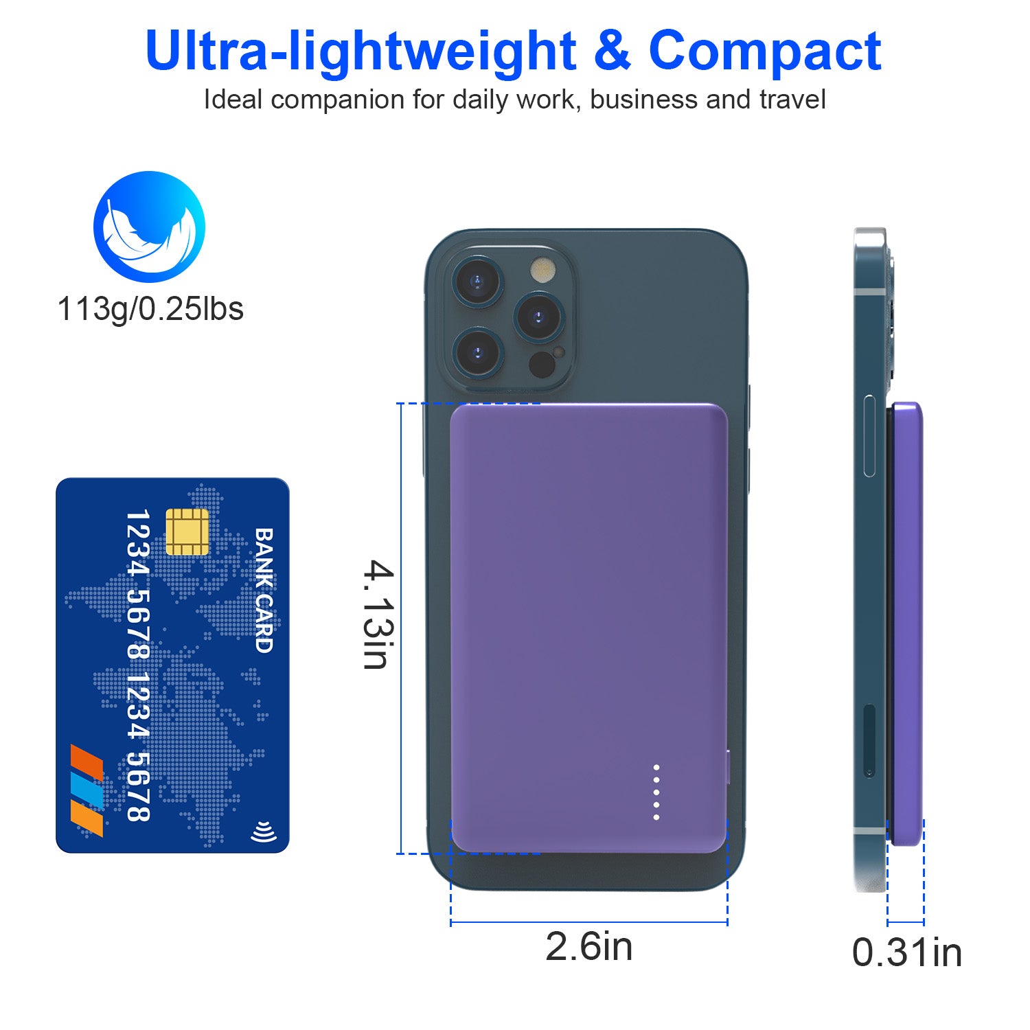 2 In 1 5000mAh 8MM Slim MagSafe Wireless Power Bank PD20W Magnetic Fast Charger Portable Phone Charger Fit For IOS Phone 15 14 13 12 Series And More - 5 - CJ