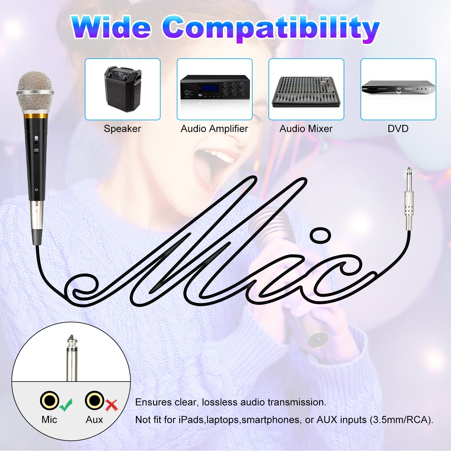 1Pc Handheld Dynamic Microphone Wired XLR Microphone With On Off Button 13ft Detachable XLR Cable Professional Studio Live Performance Cardioid Mic For For Karaoke Vocals Podcasting Recording - 5 - CJ