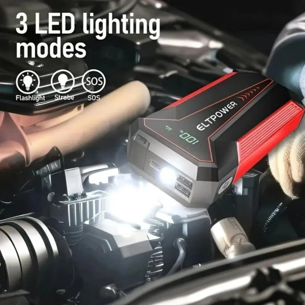 20000 MAh Car Jump Starter Power Supply With Dual USB Fast Charging And Red LED Light. - 5 - CJ