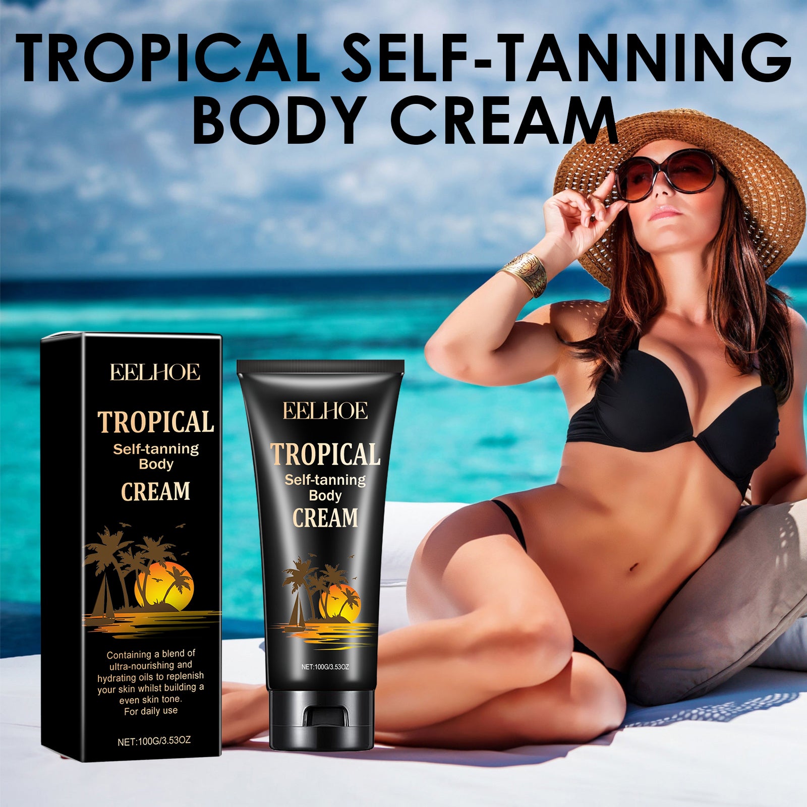 EELHOE Tropical Self - Tanning Body Cream, Natural Wheatskin Moisturizing And Moisturizing Cream For Tanning And Tanning - 5 - CJ