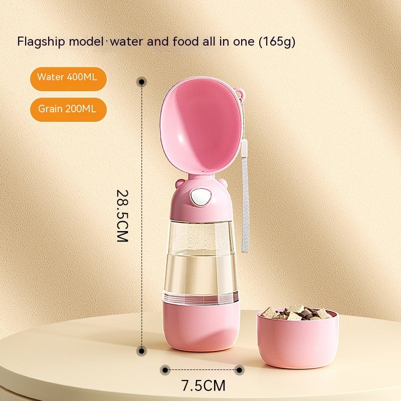 Portable Dog Water Bottle Food And Water Container For Pet Pets Feeder Bowl Outdoor Travel Drinking Bowls Water Dispenser - 0 - CJ - 3086 Flagship Style Pink - CJMY199304206FU