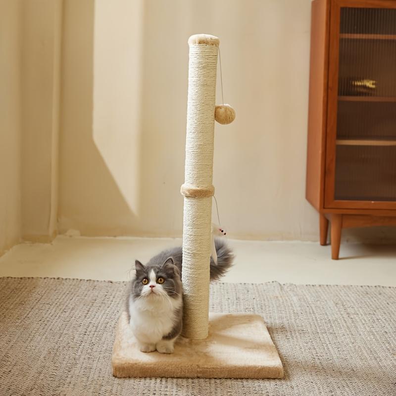 Durable Sisal Rope With Hanging Ball Toy Cat Scratching Post Indoor Space Saving Stable Base Promote Cat Claw Health And Fun Exercise - 5 - CJ