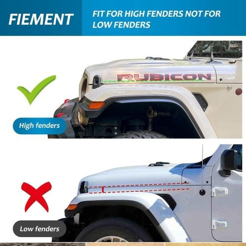 Fenders Front And Rear Fenders Compatible With 2018 - 2024 Je Ep Wrangler JL And JLU Unlimited Rubicon, Off - Road Wheel Fender Liner Set 4 Pcs Only Fit High Clearance Fender Flares,Not For 4XE - 5 - CJ