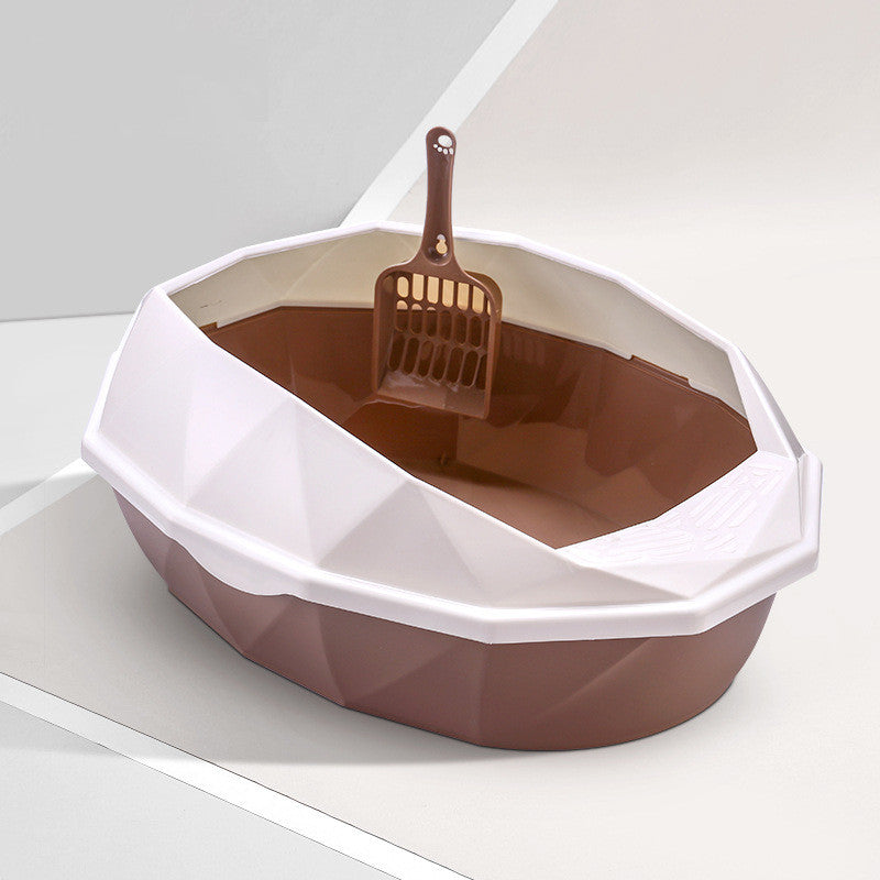 Plastic Anti - sputtering Diamond - shaped Semi - enclosed Cat Litter Box - 0 - CJ
