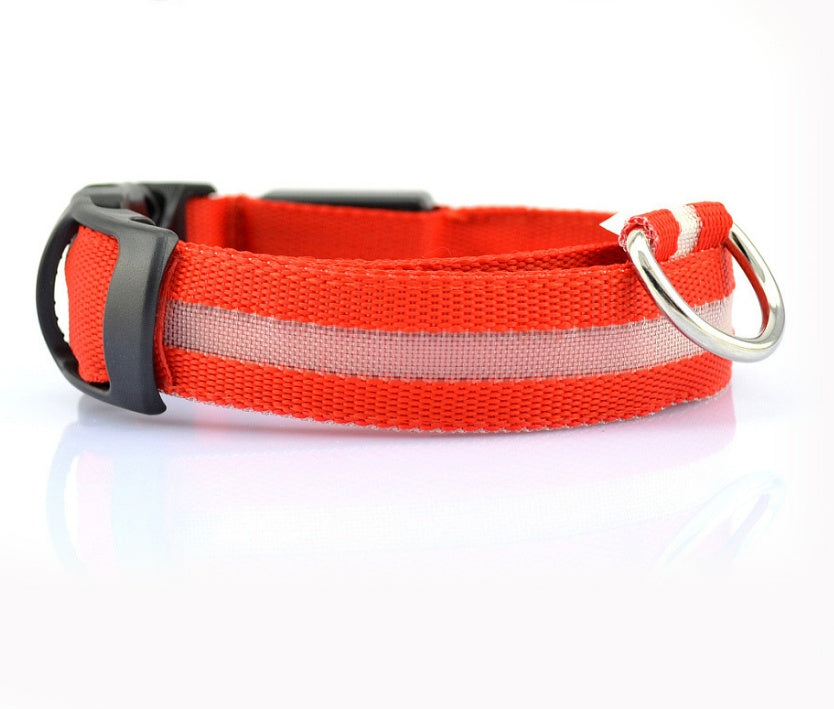 Nylon LED Pet Dog Luminous Collar Night Safety Flashing Glow in Dark Dog Cat Leash Adjustable Pet Supplies - 0 - CJ