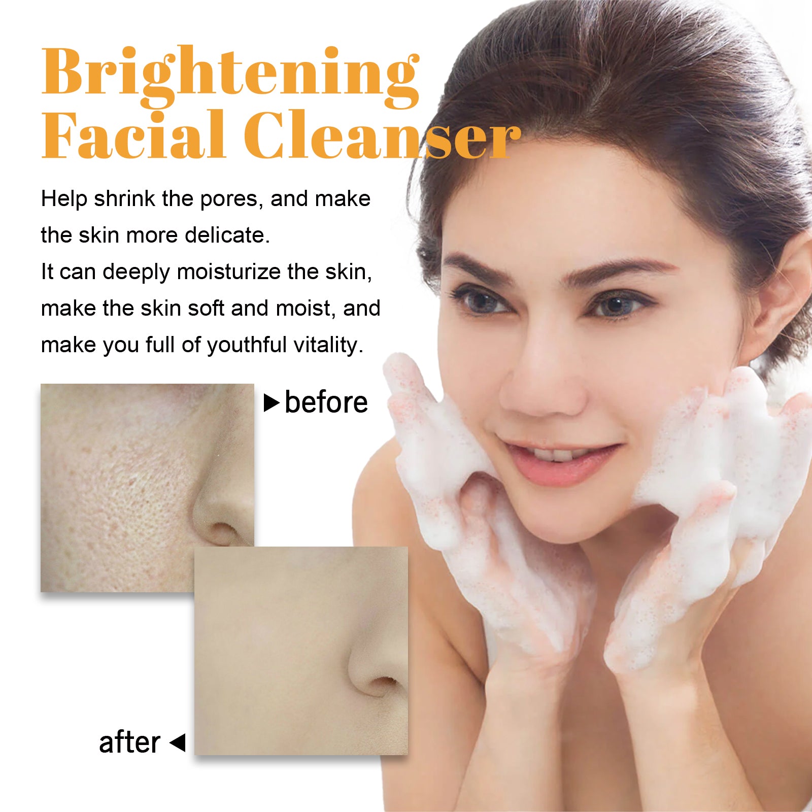 Hoygi Brightening Facial Cleanser, Deep Clean Facial Skin Fade Acne Mark Acne Mark Moisturizing Whitening Beauty - 5 - CJ