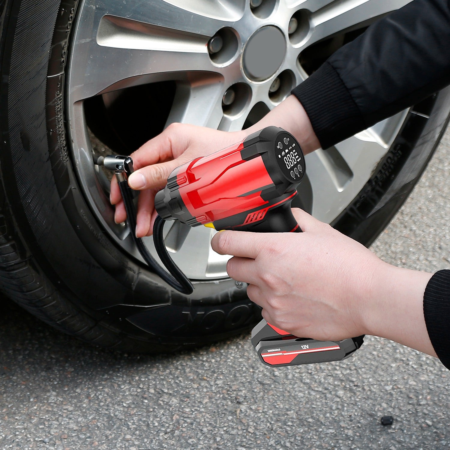 1Pc 150PSI Cordless Car Tire Inflator Rechargeable 2V Portable Electric Air Compressor With LED Light For Car Bike Motorcycle Ball - 5 - CJ