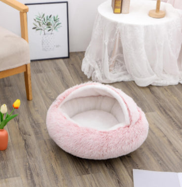 2 In 1 Dog And Cat Bed Pet Winter Bed Round Plush Warm Bed House Soft Long Plush Pets Bed Pet Products - 0 - CJ