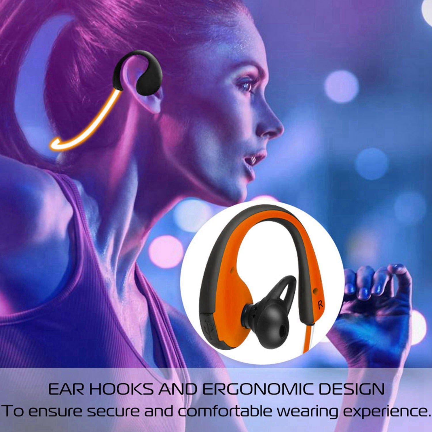 1Pc Wireless Sports Headsets Wireless V4.1 Neckband Earphones HD Stereo Sweat - proof Headphones Earbuds With LED Light Mic 8Hrs Work Running - 5 - CJ