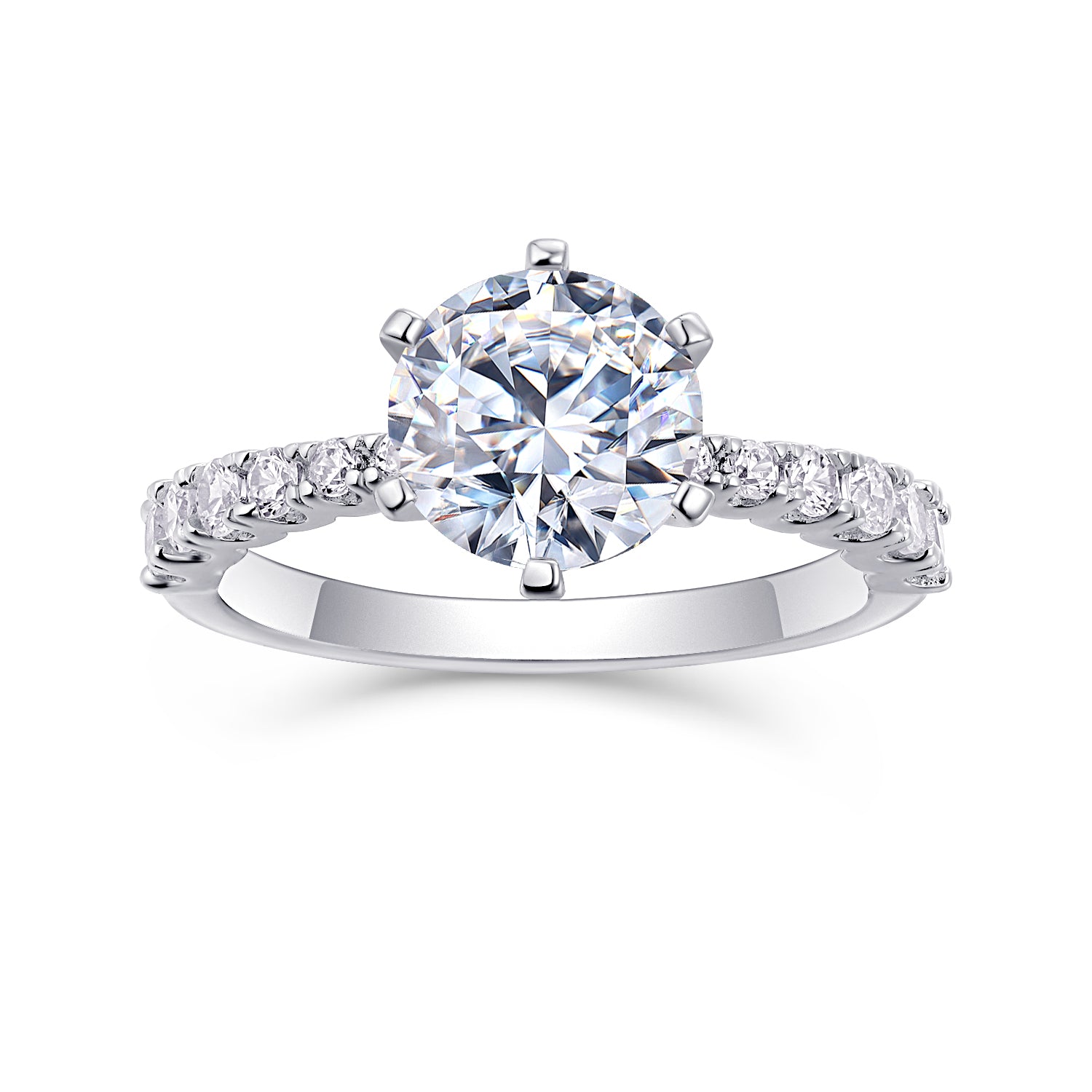 1Large Diamond Diamond Ring Luxury Fashion Set Moissanite Silver Ring Prohibit TikTok sales - 5 - CJ