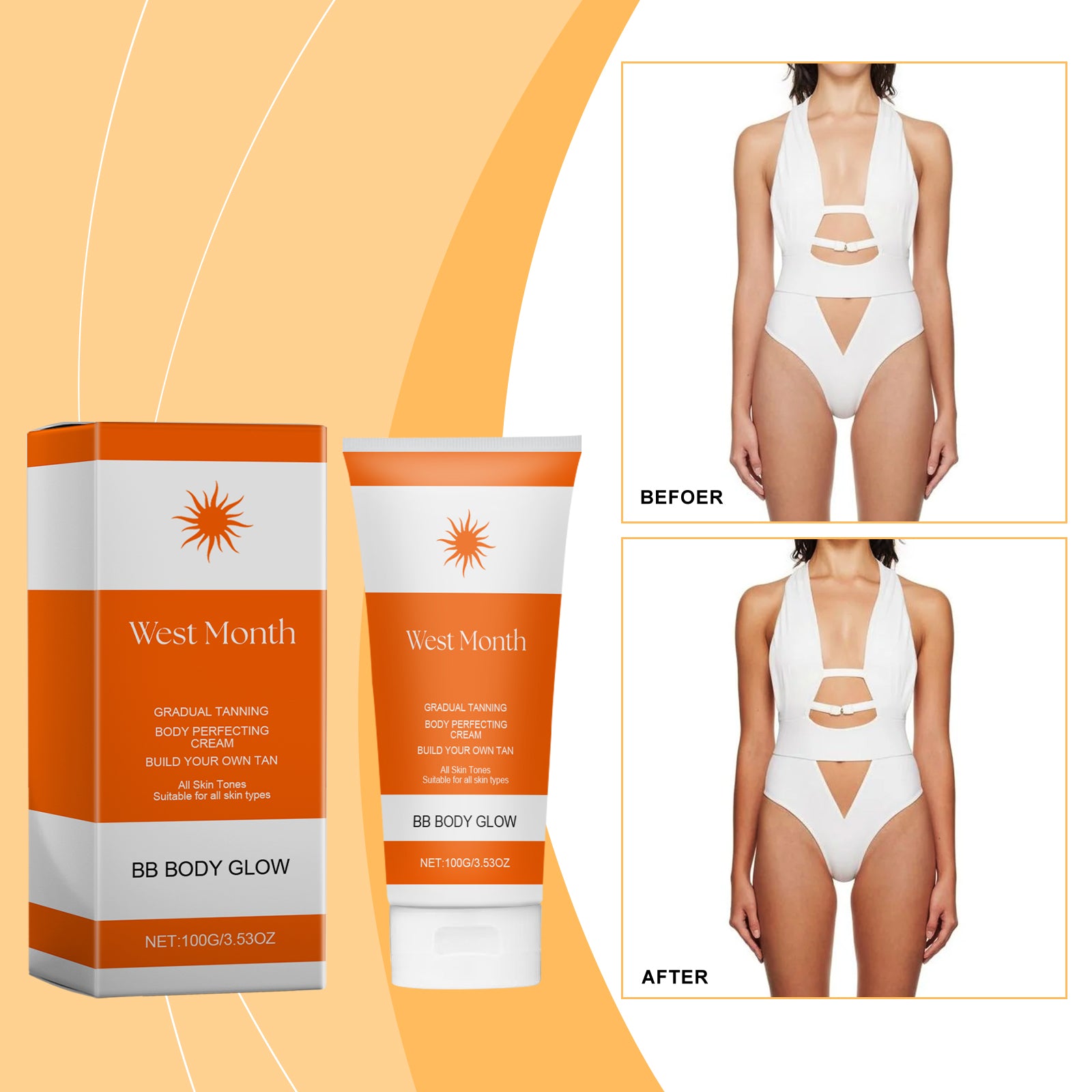 West Month Anti - Tanning Cream, Beach Anti - Tanning Cream For Tanning And Tan Skin Care Cream - 5 - CJ