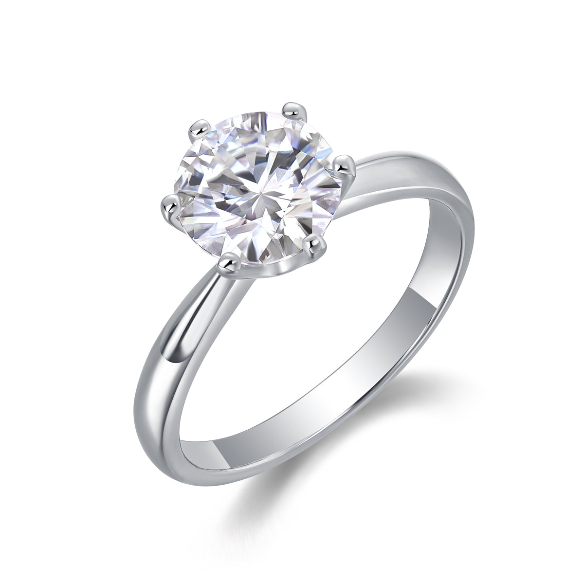 Classic Six - prong Mossan Diamond Silver Open Ring And Fixed Ring Prohibit TikTok sales - 5 - CJ