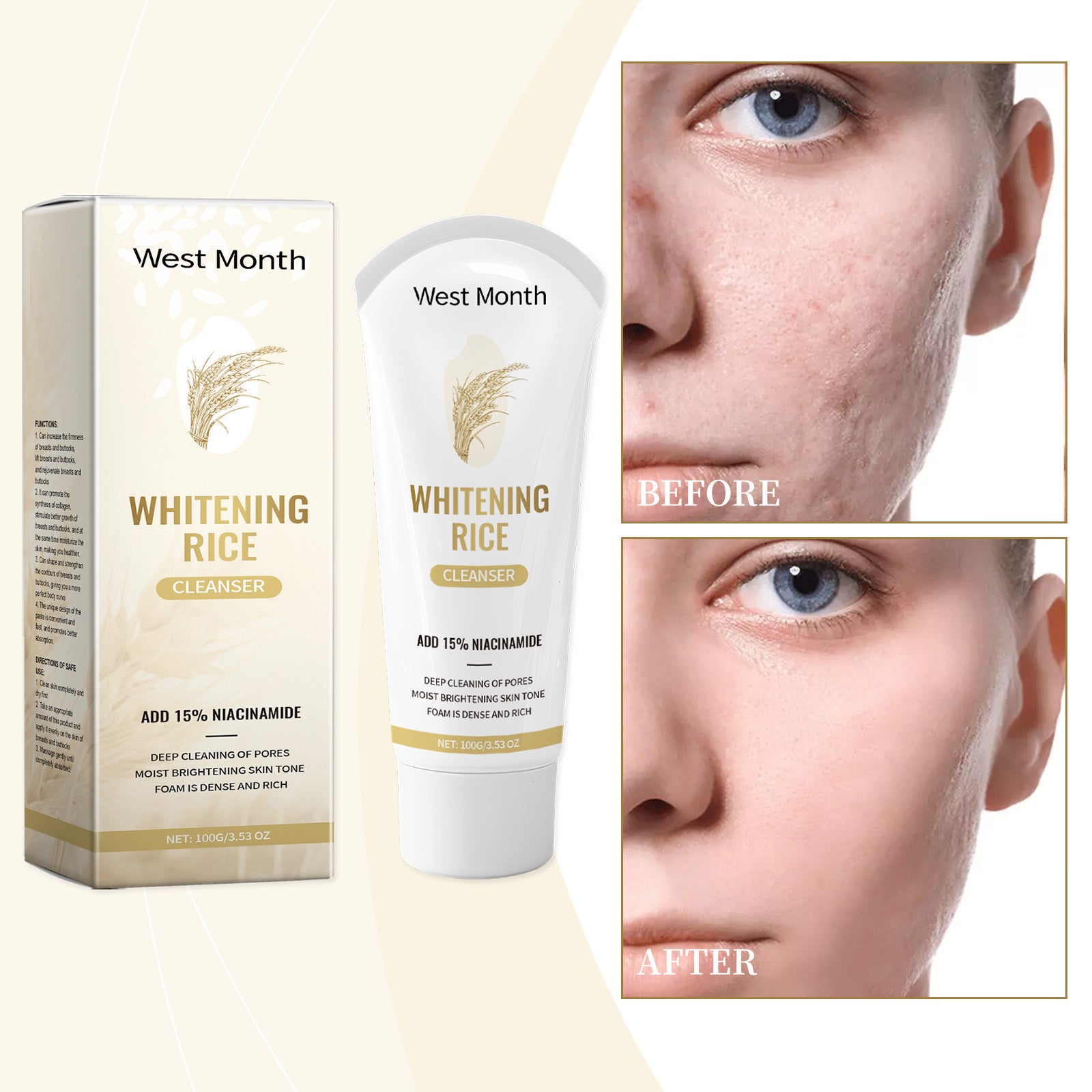West&Month Blackhead Cleanser, Cleanses Face And Moisturizes Skin With Gentle Nourishing Foam Cleanser - 5 - CJ
