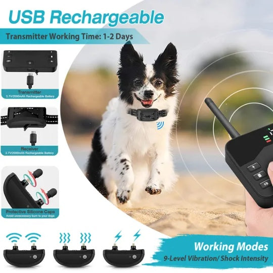 2 In 1 Wireless Electric Dog Fence Waterproof Pet Shock Boundary Containment System Electric Training Collar For Small Medium Large Dogs - 5 - CJ