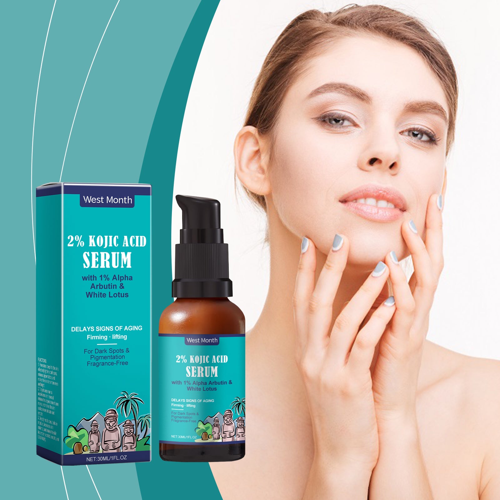 West Month Kojic Acid Facial Essence Lotion, Gentle Moisturizing Skin Moisturizing Daily Skin Care Essence - 5 - CJ