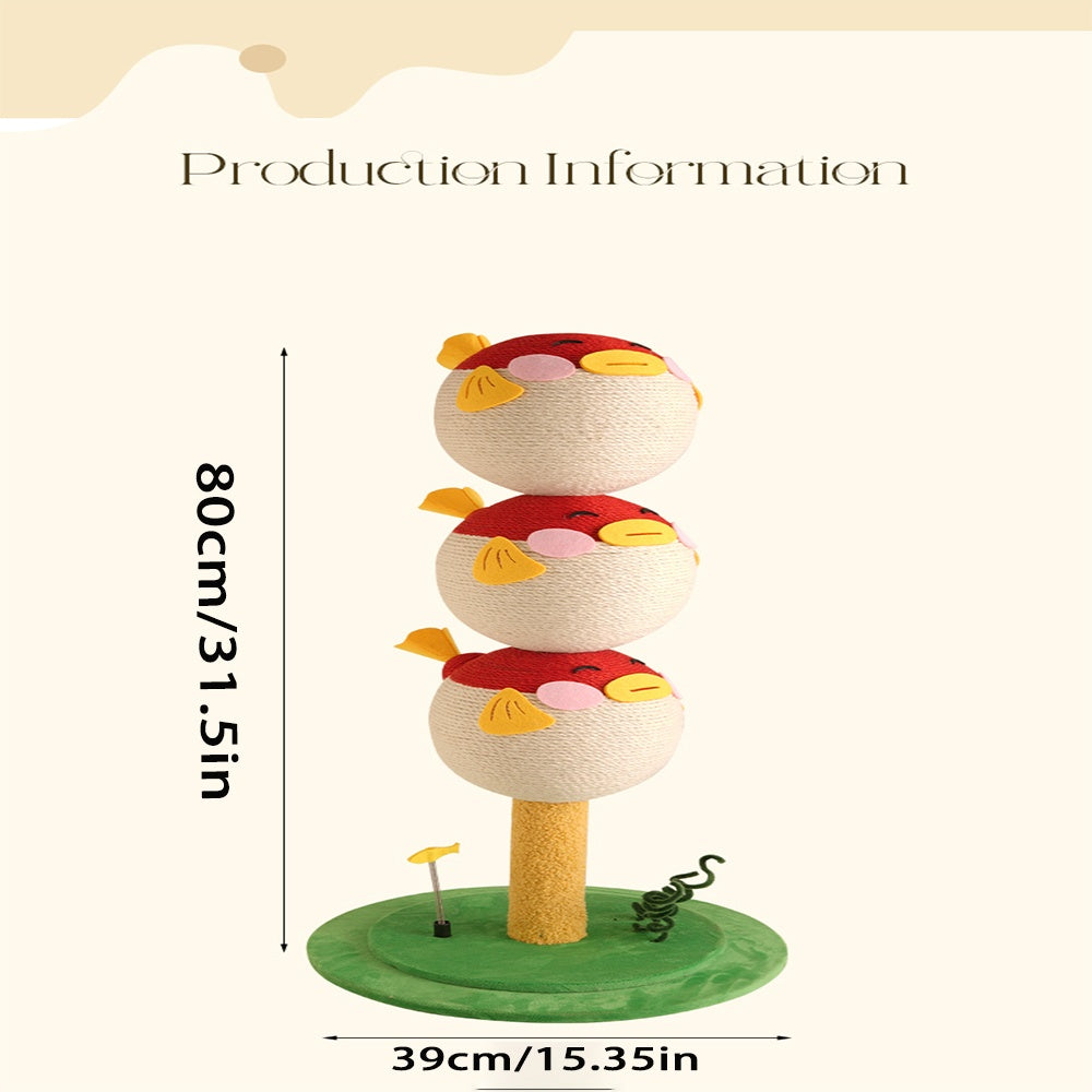 Cute Puffer Fish - shaped Cat Climbing Frame, Three - tier Climbing Tower With Base, Indoor Cat Scratching Post Climbing Frame With Vertical Claw Interactive Cat Toy, Suitable For Cats Of All Sizes - 5 - CJ