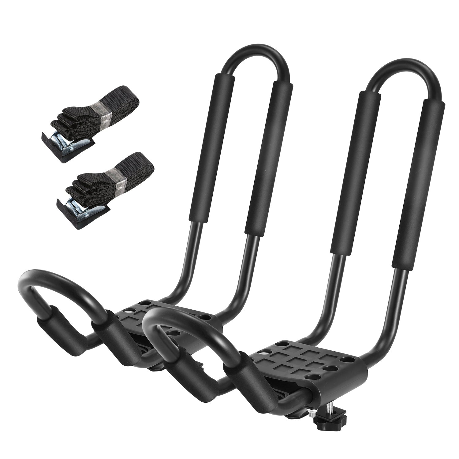 1 Pair Universal J - Bar Kayak Carrier 220LBS Load Heavy Duty Canoe Car Top Mount Carrier Roof Rack With 2Pcs Tie Down Straps - 5 - CJ