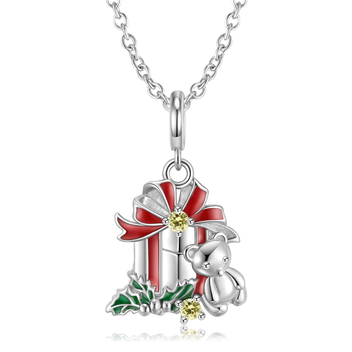 925 Sterling Silver Bear Bell Necklace Fashion Christmas Jewelry - 4 - CJ