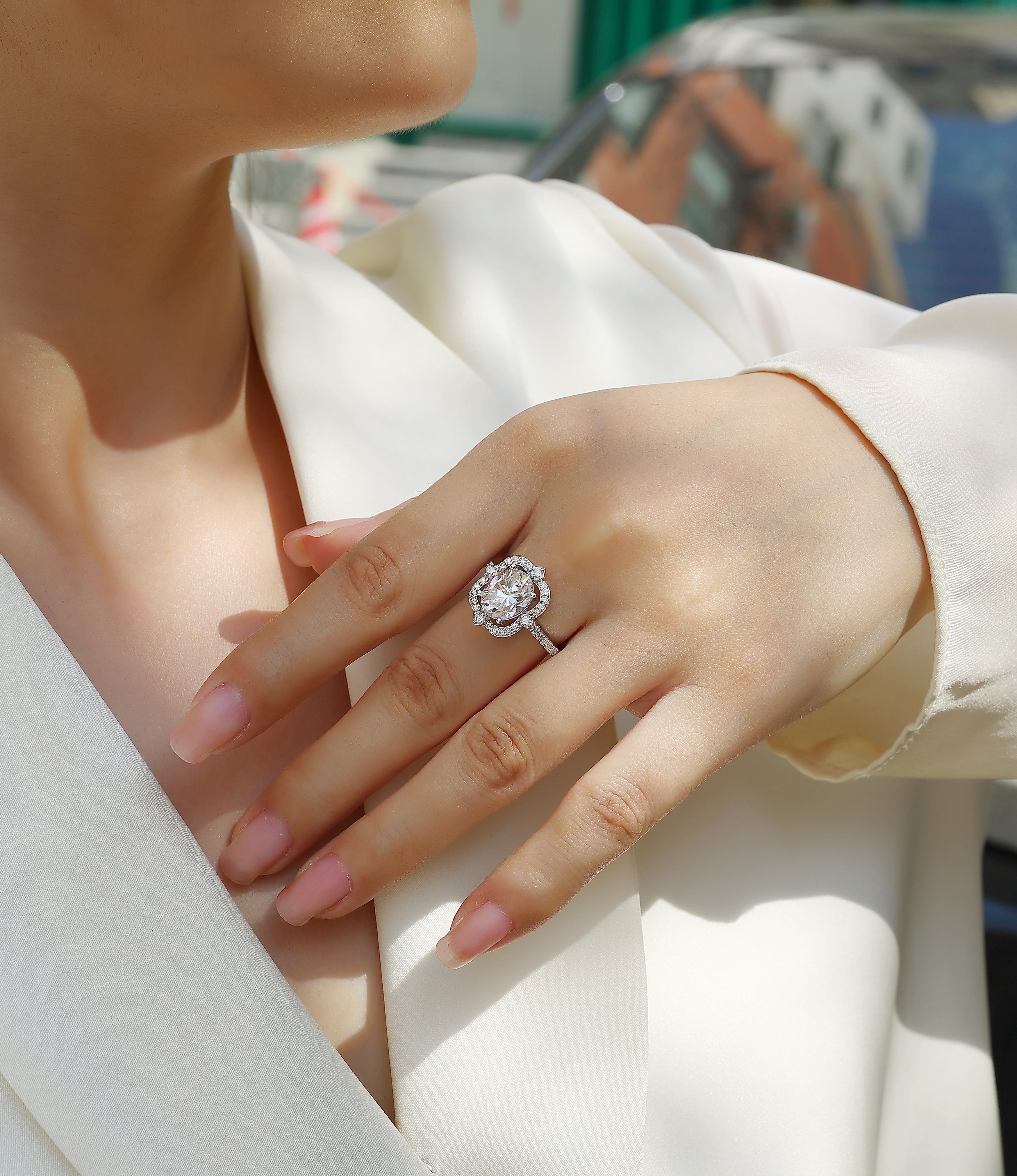 1Camellia - A Fashionable Jewelry Ring Set With Moissanite S925 Sterling Silver And Gold - plated Diamond Prohibit TikTok sales - 5 - CJ