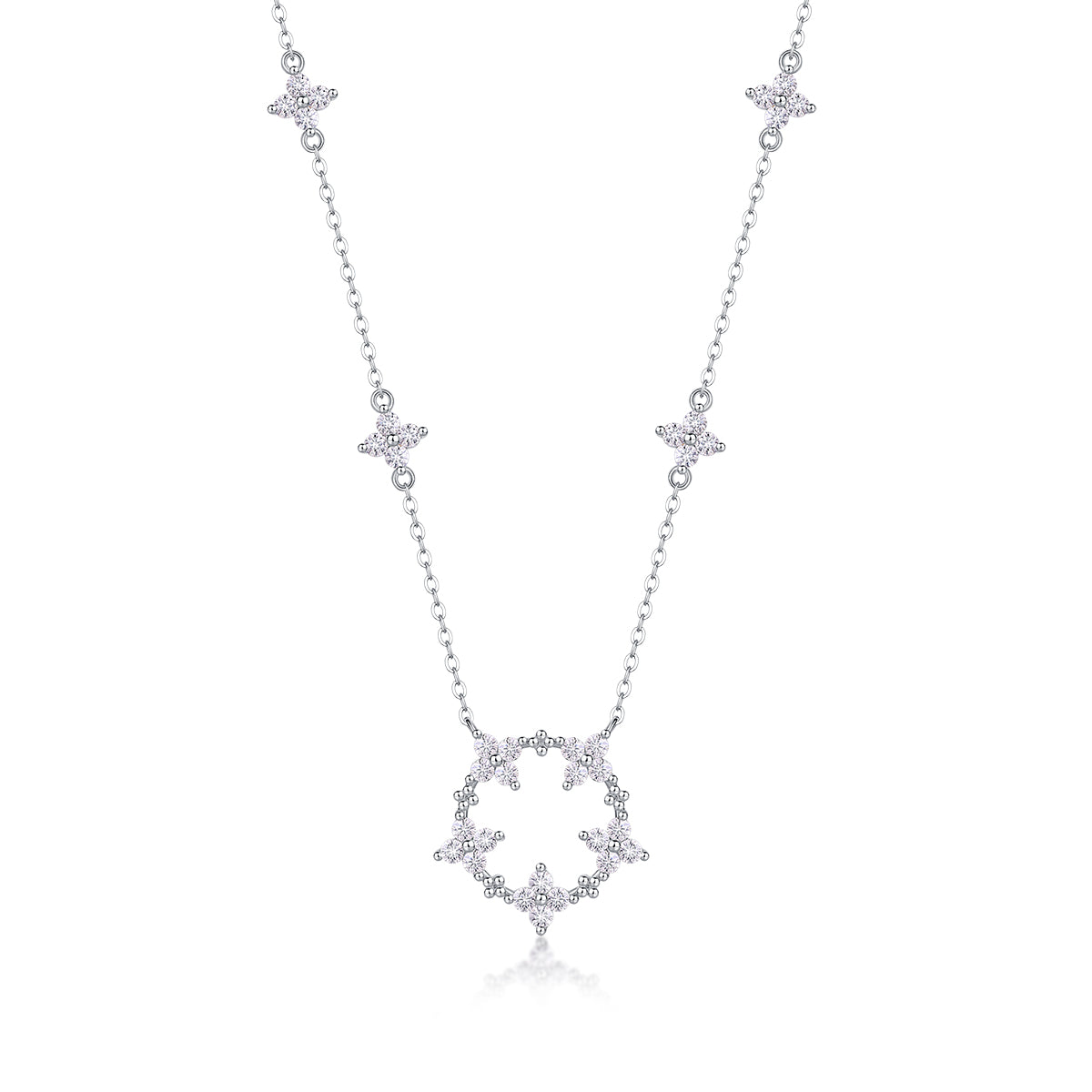 1Iris Flower Luxurious Fashion Diamond Pendant Necklace Set With Mosan Diamond Silver Ornaments Prohibit TikTok sales - 5 - CJ