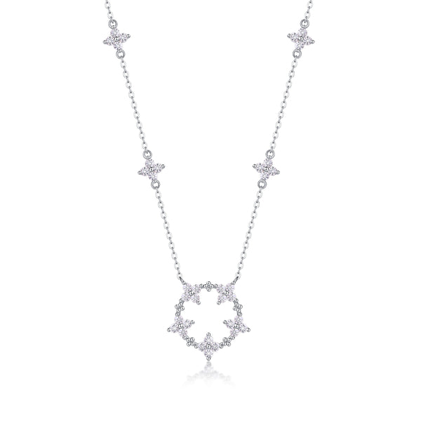 1Iris Flower Luxurious Fashion Diamond Pendant Necklace Set With Mosan Diamond Silver Ornaments Prohibit TikTok sales - 5 - CJ