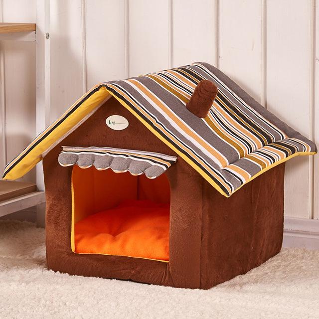 New Fashion Striped Removable Cover Mat Dog House Dog Beds For Small Medium Dogs Pet Products House Pet Beds for Cat - 0 - CJ
