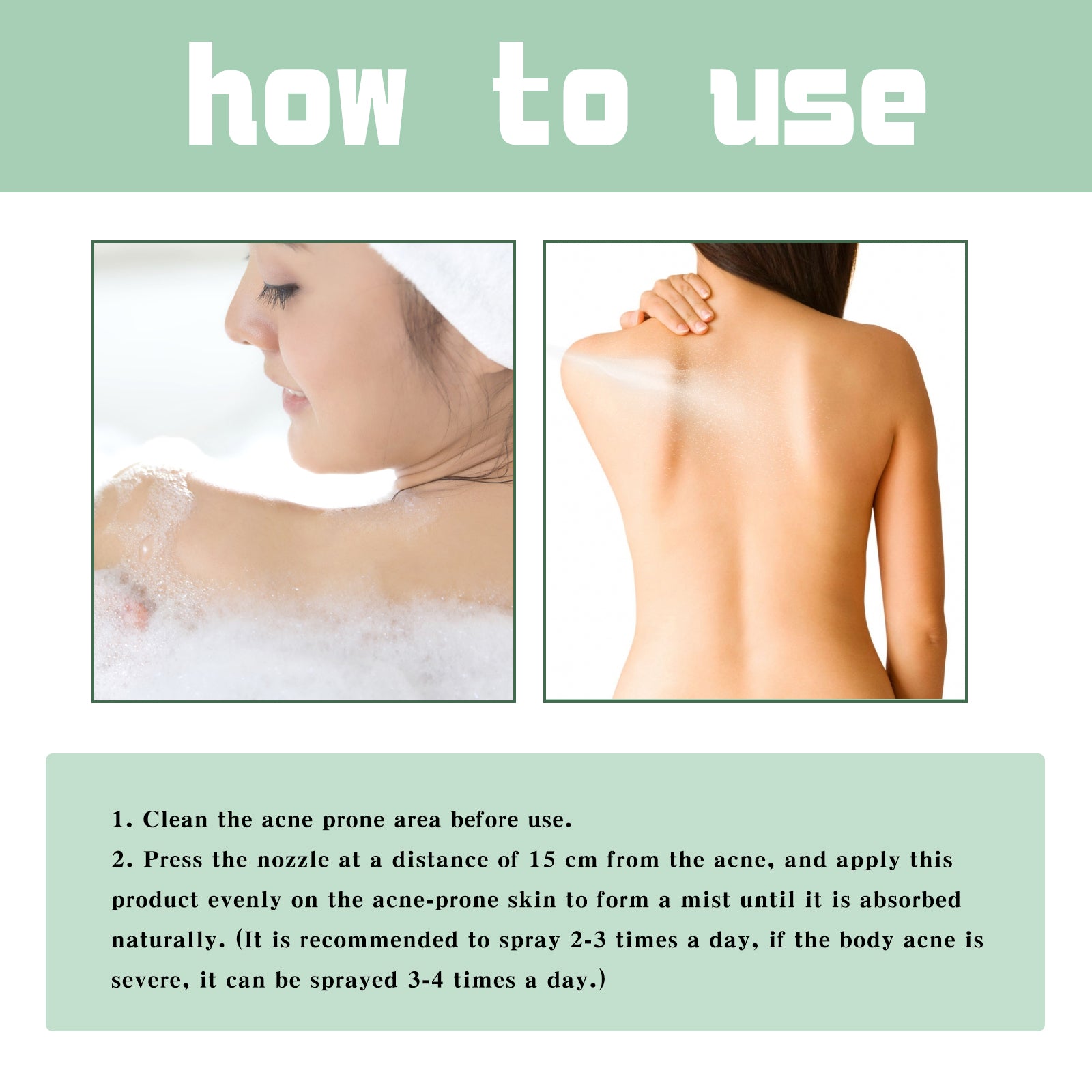 Jaysuing Back Acne Repair Spray, Repair Body Acne Fade Acne Mark Skin Care Spray - 5 - CJ