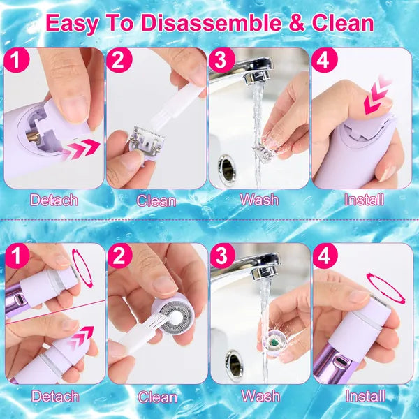 2 In 1 Bikini Trimmer For Women Dual Head Cordless Body Shaver IPX5 Waterproof Rechargeable Pubic Hair Razor Wet And Dry Use For Bikini Underarm Leg Arm Body Face - 5 - CJ