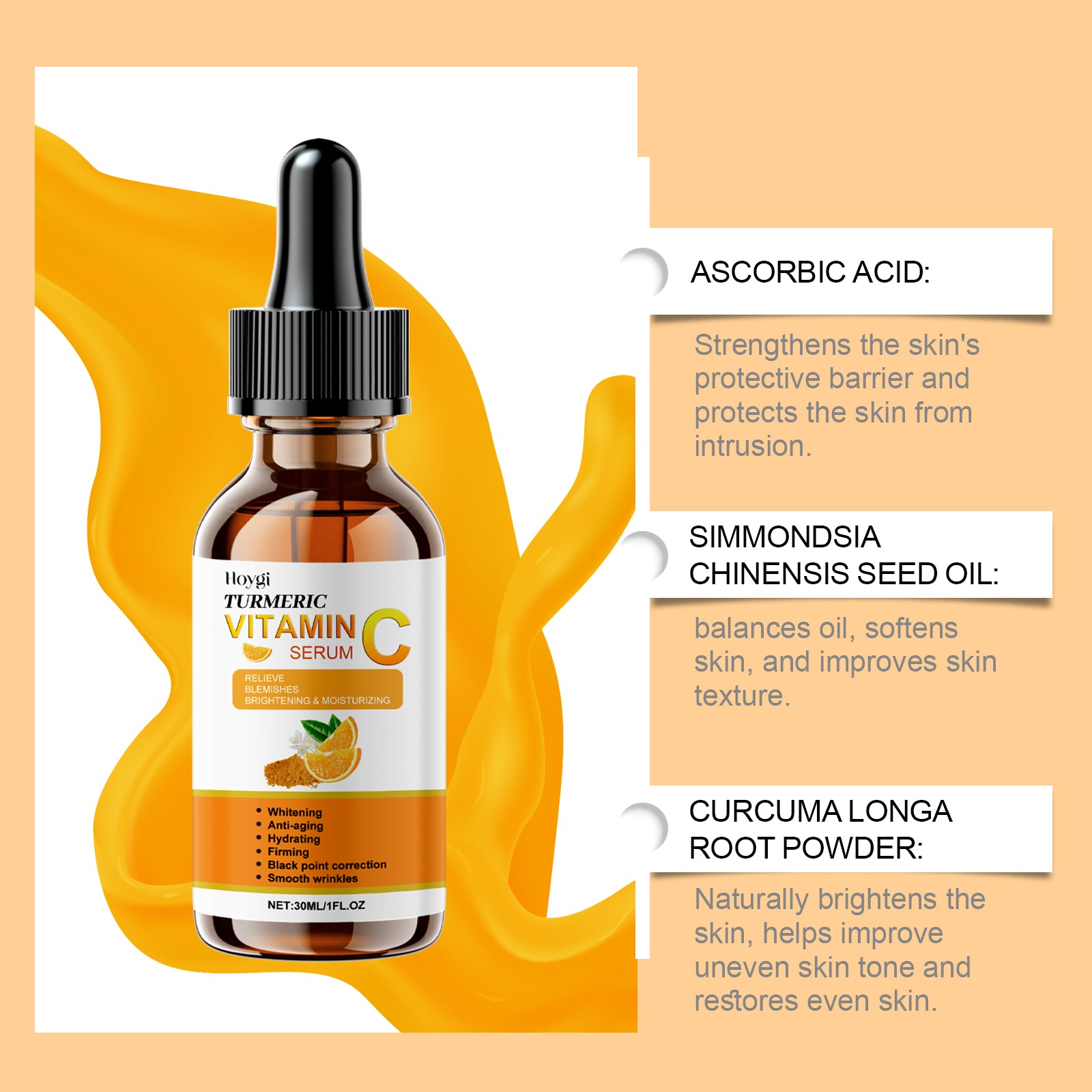 Hoygi Vitamin C Facial Essence, Moisturizing, Hydrating, Brightening, Moisturizing, Anti - Wrinkle And Firming Facial Care Essential Oil - 5 - CJ