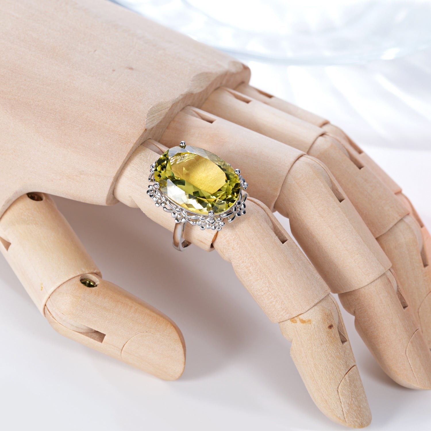 Natural Lemon Crystal Ring Luxury Style Jewelry S925 Silver - 4 - CJ