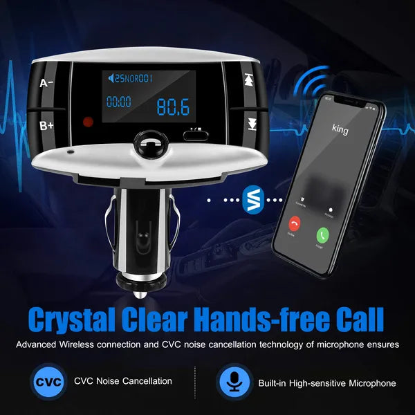 Car Wireless FM Transmitter USB Charger Hands - free Call MP3 Player SD Card Reading Aux - in LED Display - 5 - CJ