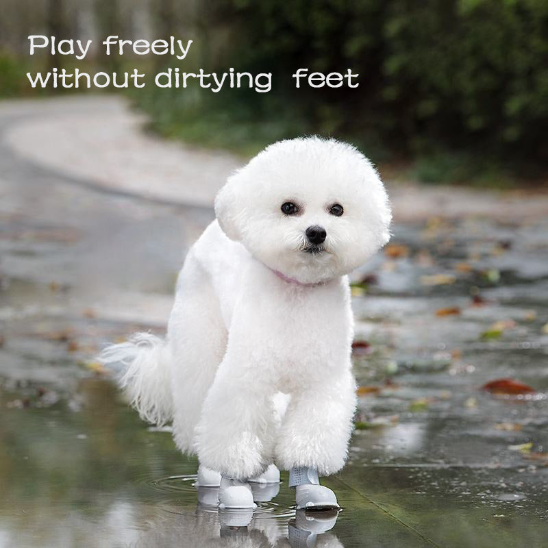 Dog Rain Boots 4Pcs Pet Dog Puppy Warm Waterproof Silicone Non - Slip Rain Boots Footwear Shoes Dog Cat Pet Toy Dog Rain Boots Dog Rain Shoes, Cat Rain Boots, Waterproof Foot Cover, Soft Bottom Shoes - 5 - CJ