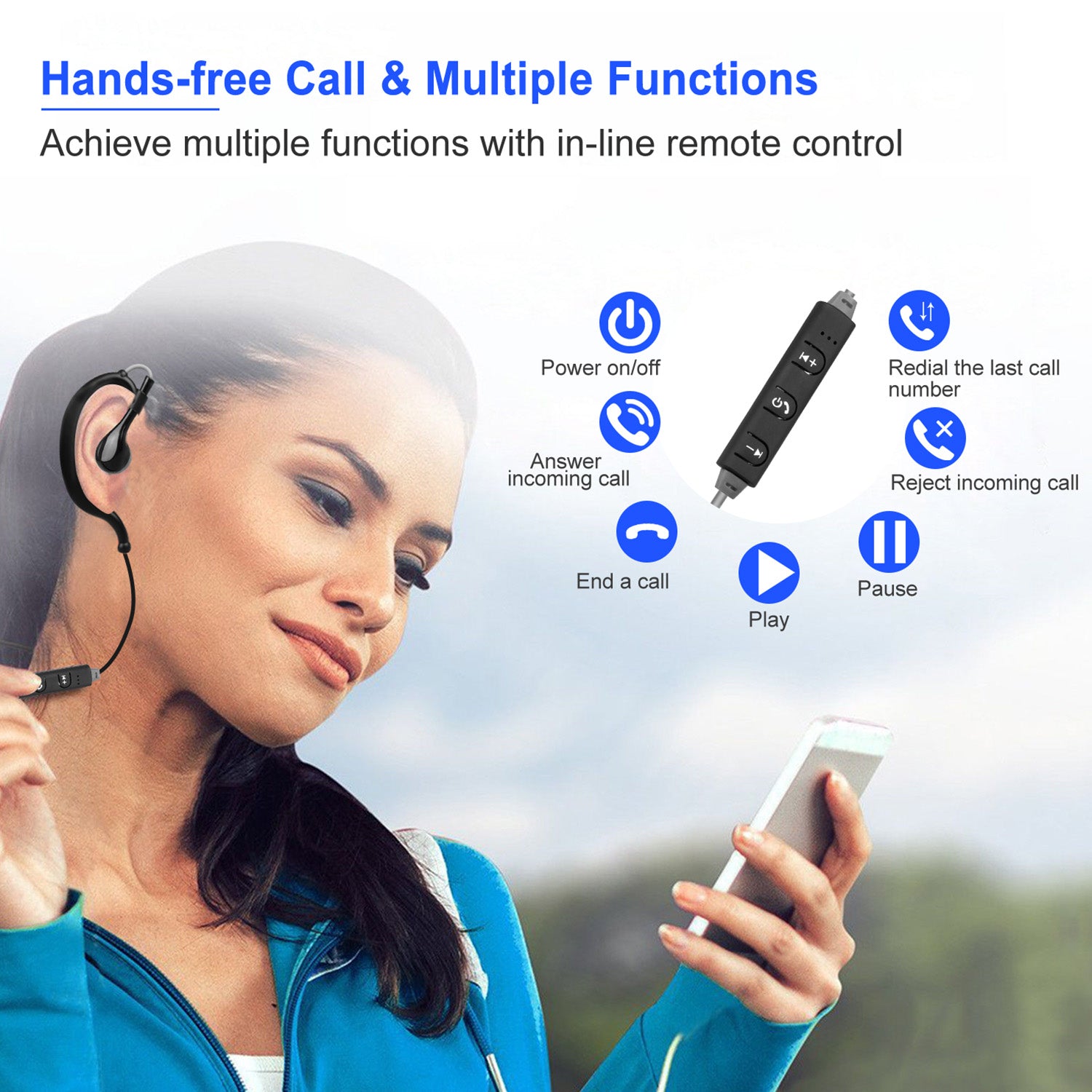 Wireless Headsets V4.1 Sport In - Ear Stereo Headphones Sweat - proof Neckband Earbuds With Mic Deep Bass HiFi Earphones For Running Hiking Travel - 5 - CJ