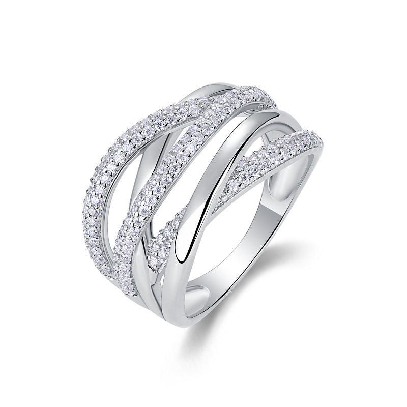 1Brilliant Interweaving - A Fashionable And Luxurious Jewelry Accessory Set With Moissanite S925 Sterling Silver And Platinum - plated Diamond Prohibit TikTok sales - 5 - CJ