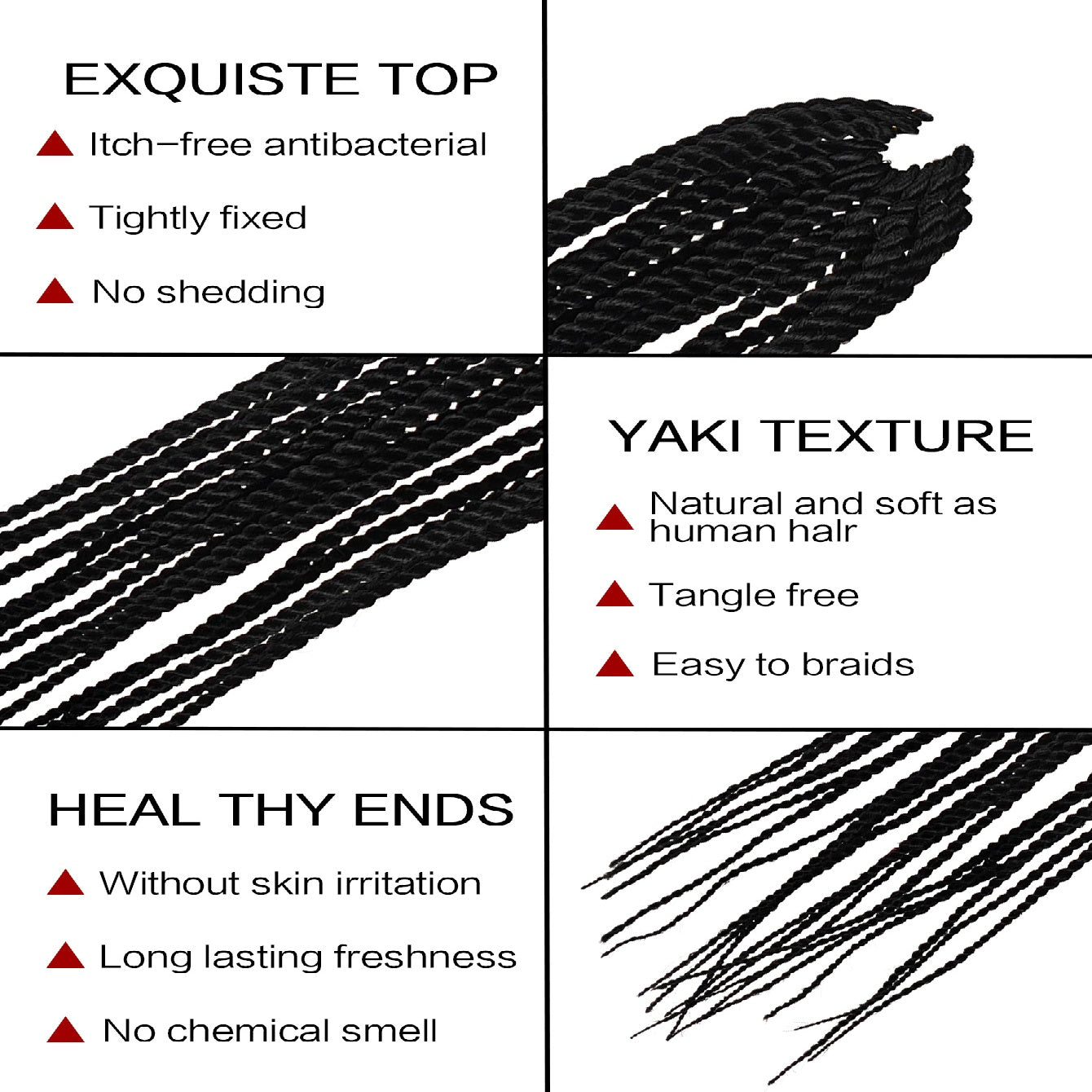 4X EZ SENEGALESE BRAID Long Crochet Braid Synthetic Hairstyle Black Burgundy Brown Ladies Box Braid Crochet Hair - 16 Inch - 5 - CJ