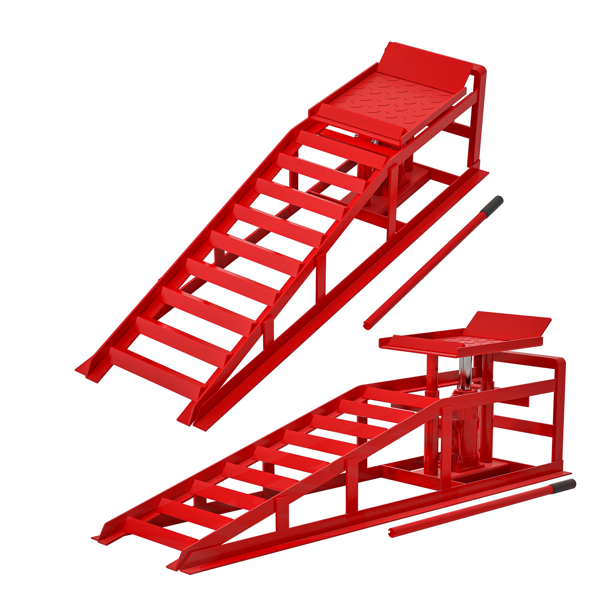 2 Pack Hydraulic Car Ramps 5T 11000lbs Low Profile Car Lift Service Ramps Truck Trailer Garage,Height Hydraulic Vehicle Ramps - 5 - CJ