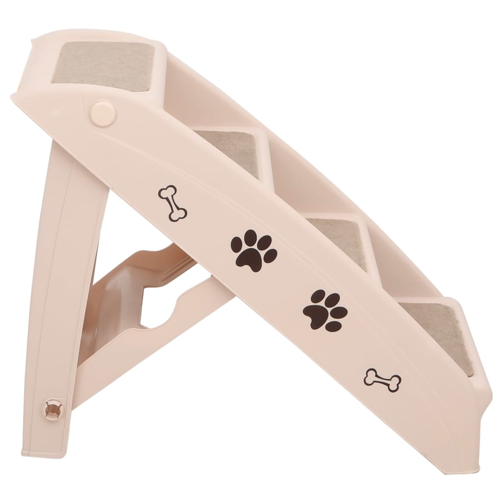 Foldable Dog Stairs Cream 62x40x49.5 cm Dog Stairs - 5 - cjdroshippping