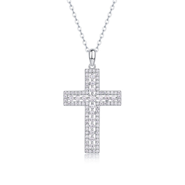 1Shelter - Fashionable Jewelry Pendant Set With Moissanite S925 Sterling Silver And Platinum - plated Cross Diamond, Moissanite Silver Jewelry Prohibit TikTok sales - 5 - CJ