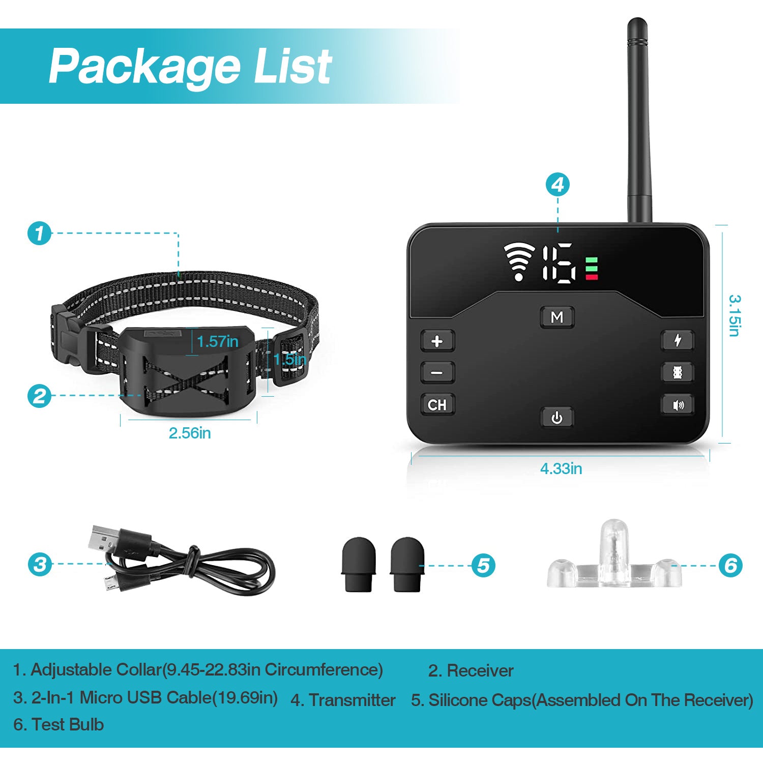 2 In 1 Wireless Electric Dog Fence Waterproof Pet Shock Boundary Containment System Electric Training Collar With 2 Receiver Collars For Small Medium Large Dogs - 5 - CJ