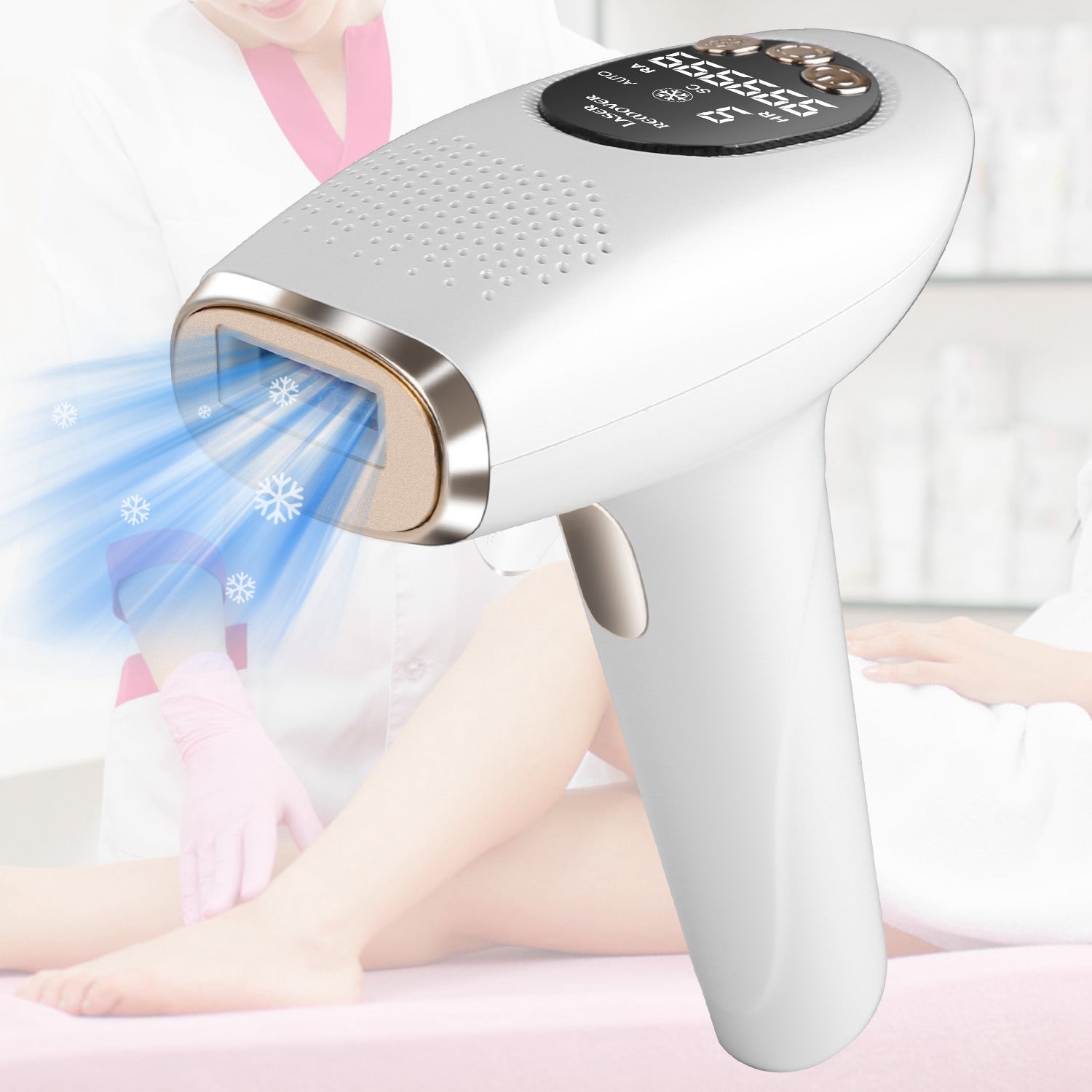 3 In 1 Ice Cooling Laser Hair Removal Painless Permanent At - Home IPL Hair Removal With 999,999 Flashes 9 Energy Levels 2 Modes For Armpits Legs Arms Bikini Line - 5 - CJ