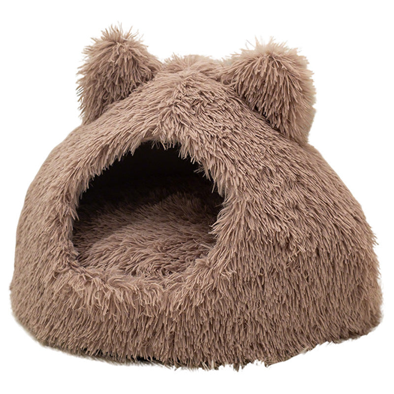Large Cat Nest Semi - closed Warm Plush Kennel - 0 - CJ
