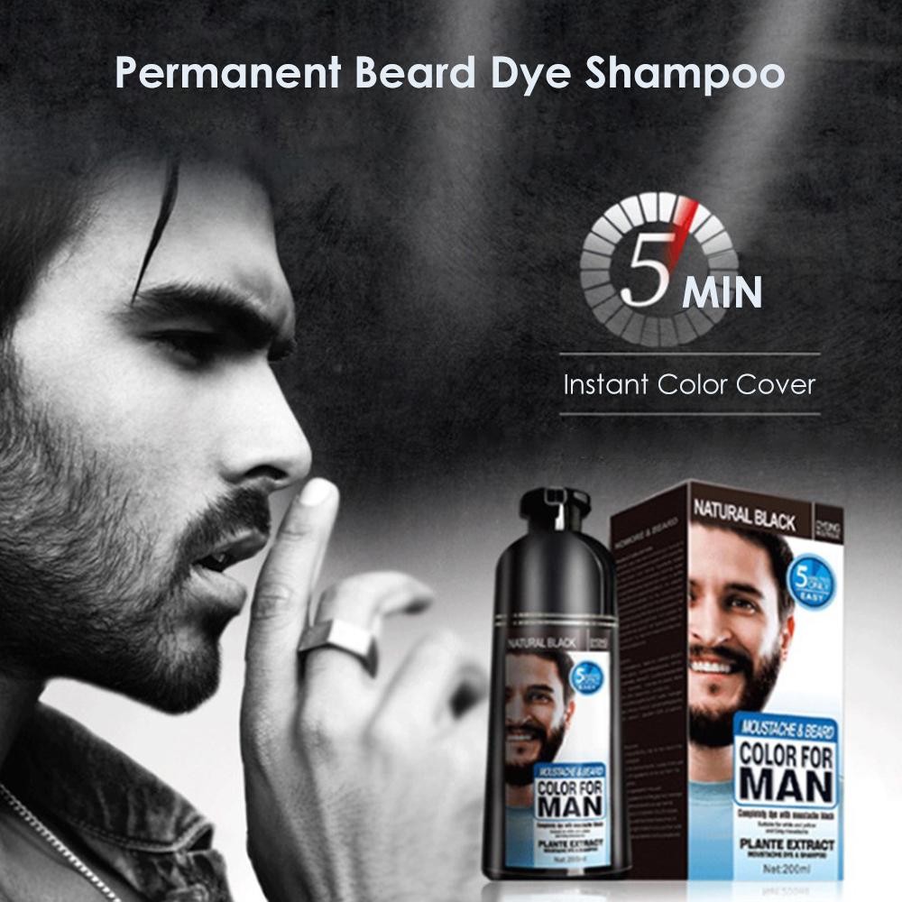 Beard Hair Color Shampoo For Men,Natural Permanent Beard DyeShampoo, Colors Hair In Minutes Long Lasting, 200ml, Black Hair DyeHaircare - 5 - CJ