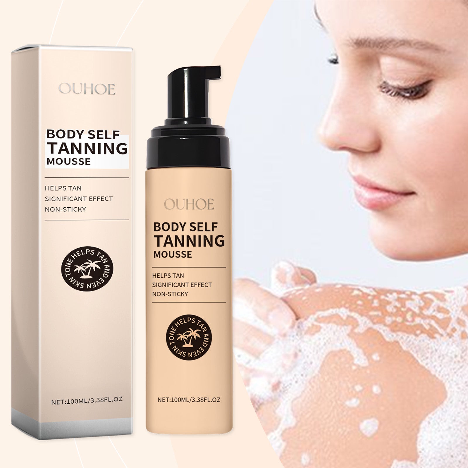 OUHOE Black Body Mousse Summer Tanning Bronzer Moisturizes And Equalizes Skin Tone With A Dark Mousse - 5 - CJ