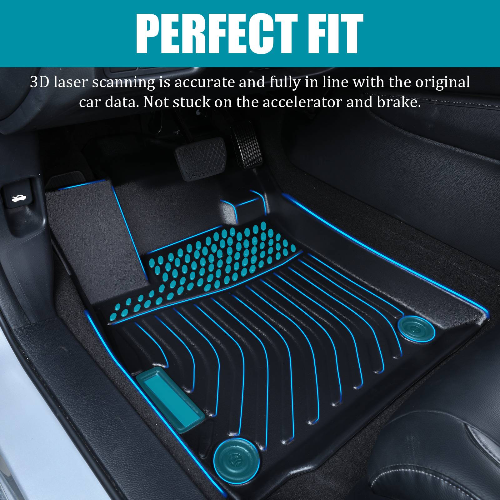 All Weather Floor Mats Liners For 2016 - 2020 Kia Optima Waterproof 3D TPE Carpet - 5 - CJ