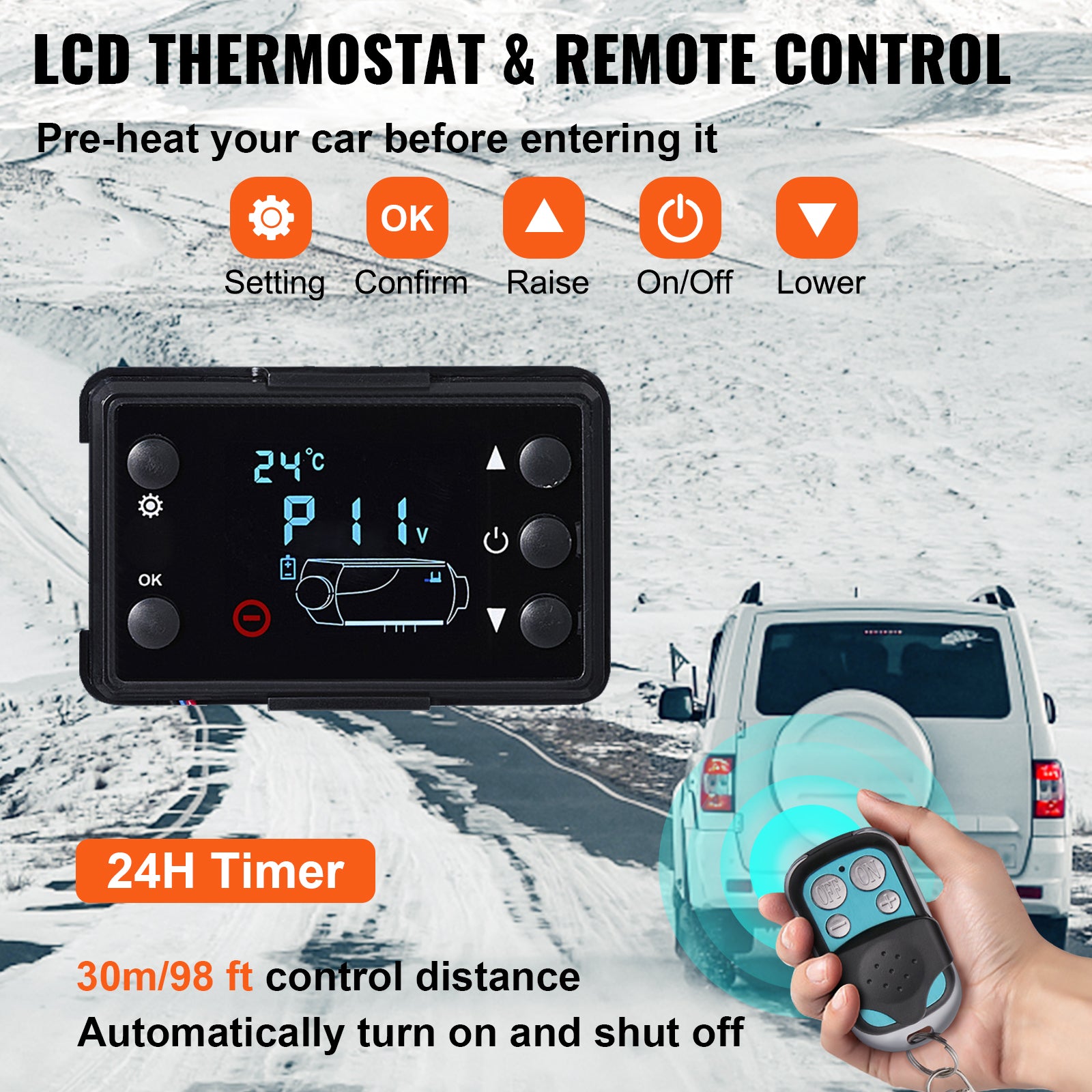 VEVOR 8KW Diesel Air Heater Muffler Diesel Heater 12V Remote Control Diesel Parking Heater With LCD Switch For Car Trucks Motor - home Boat And Bus - 5 - cjdropshipping