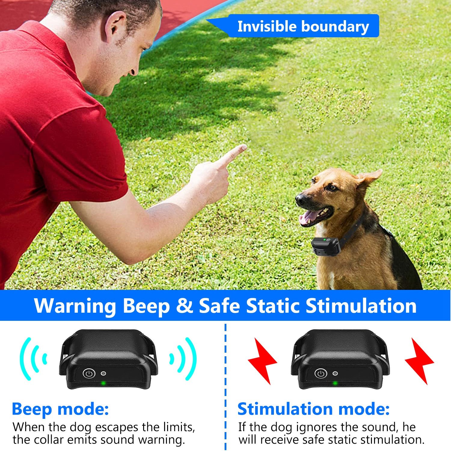 1Set Wireless Electric Dog Fence Pet Shock Boundary Containment System Electric Training Collar For Small Medium Large Dogs - 5 - CJ