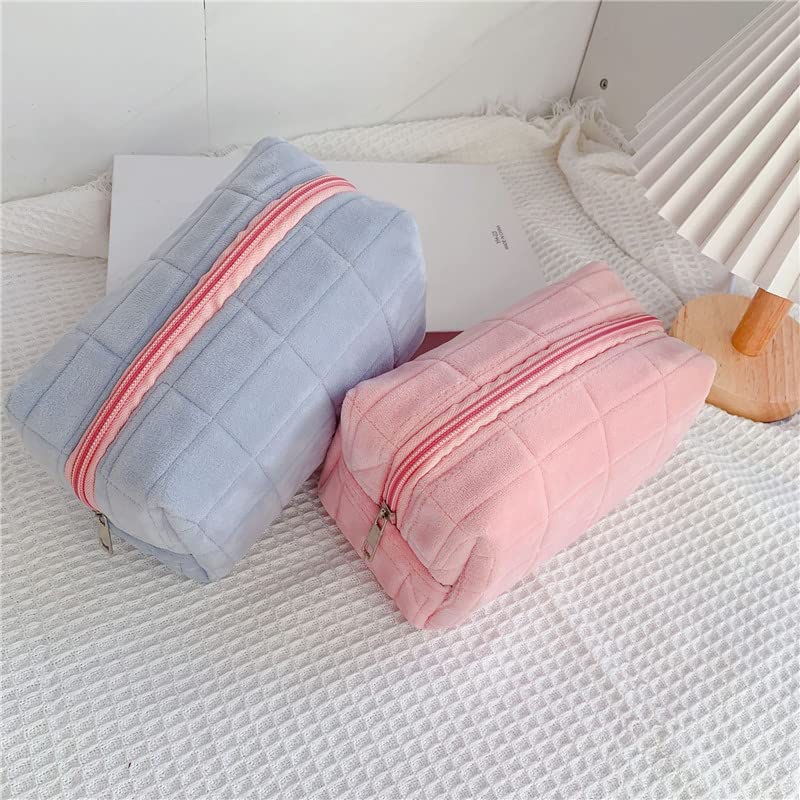 Plush Makeup Bag Checkered Cosmetic Bag Cosmetic Travel Bag Large Zipper Travel Toiletry Bag Portable Multi Functional Capacity Bag Cute Makeup Brushes Storage Bag For Women - 5 - CJ