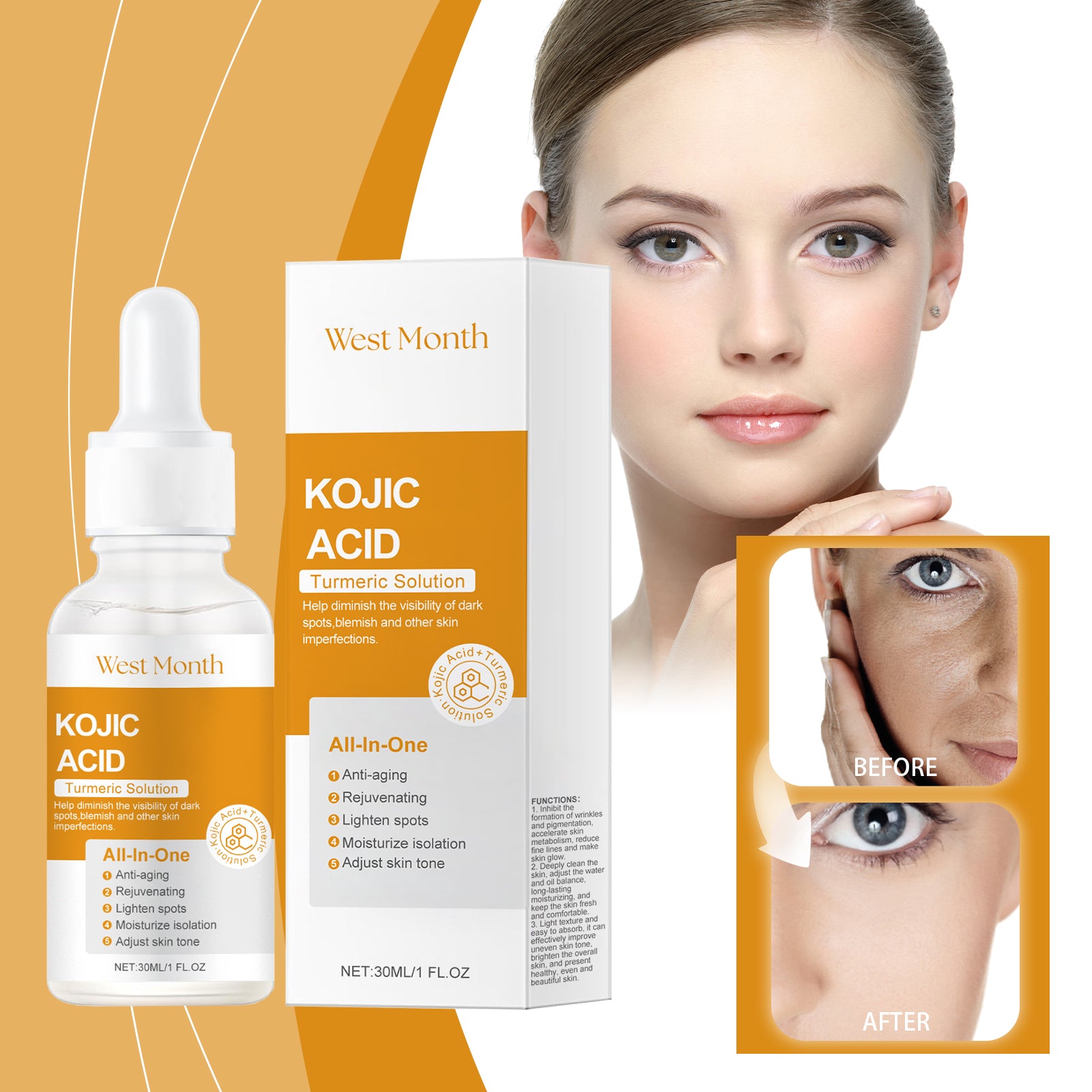 West&Month Turmeric Acid Essence Hydrating Skin Skin Natural Shine Moisturizing Facial Essence - 5 - CJ