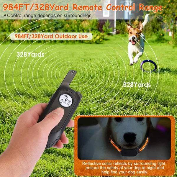 984FT Dog Training Collar IP65 Waterproof Pet Beep Vibration Electric Shock Collar 3 Channels Rechargeable Transmitter Receiver Trainer With Recording Safety Keypad Lock - 5 - CJ