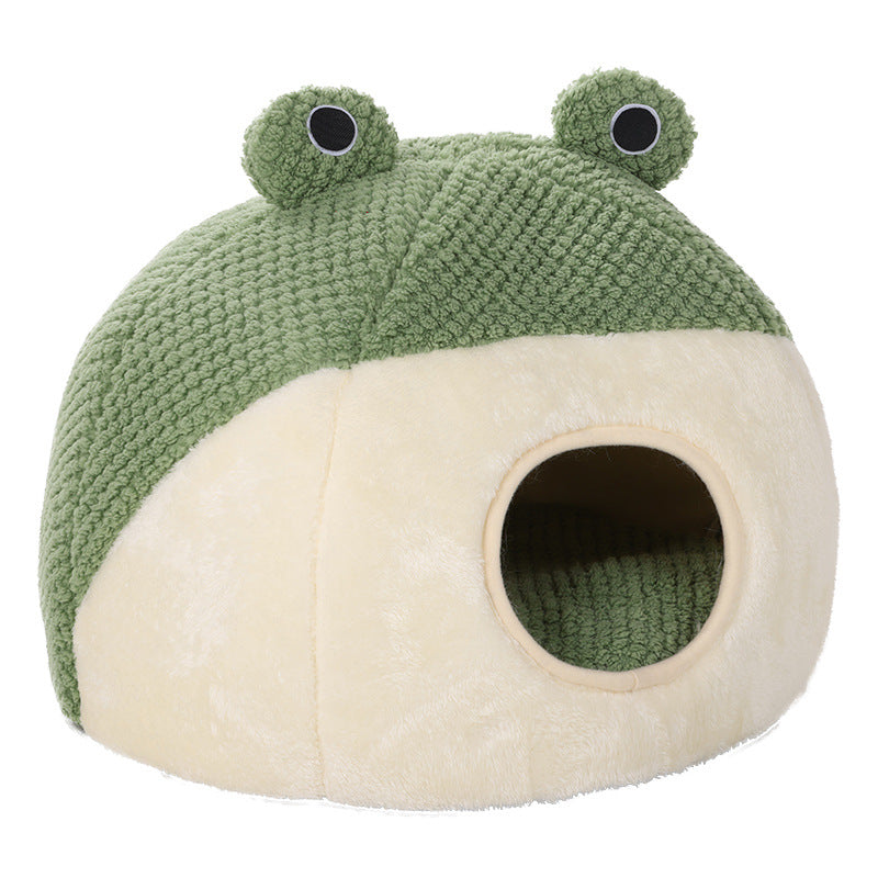 Pet Cat Dog Nest Little Frog Series Warm Plush Mat Autumn Winter Pet House Full Package Nest For Small Cats Dogs Within 5KG - 0 - CJ
